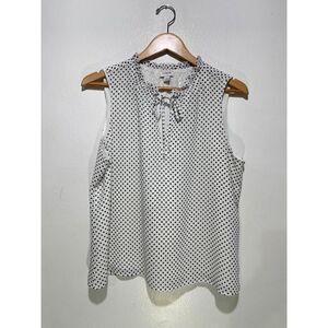 J. Crew blouse classic polka dot black and white office syren business women L